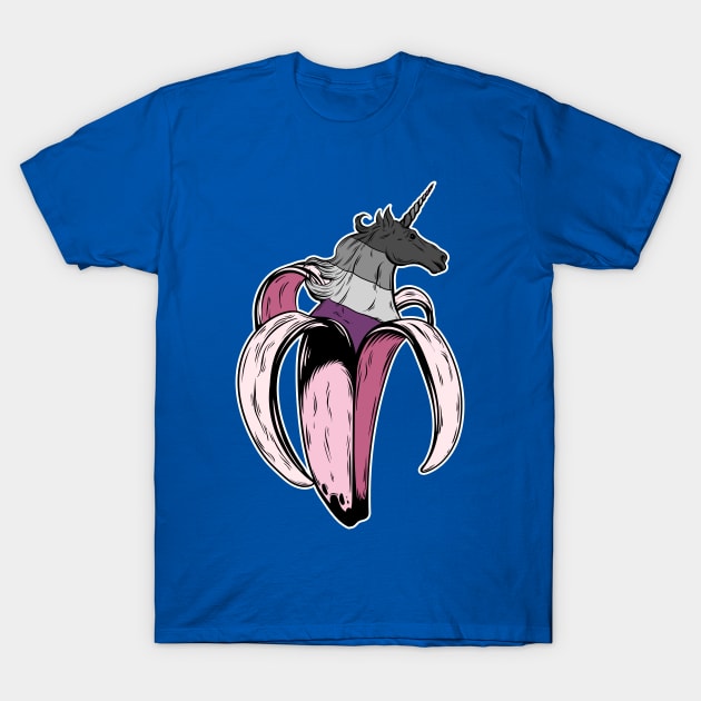 Asexual Unicorn Banana LGBT Pride Flag T-Shirt by Psitta